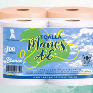 TOALLA DE MANOS BLANCA Y NATURAL CON PRECORTES